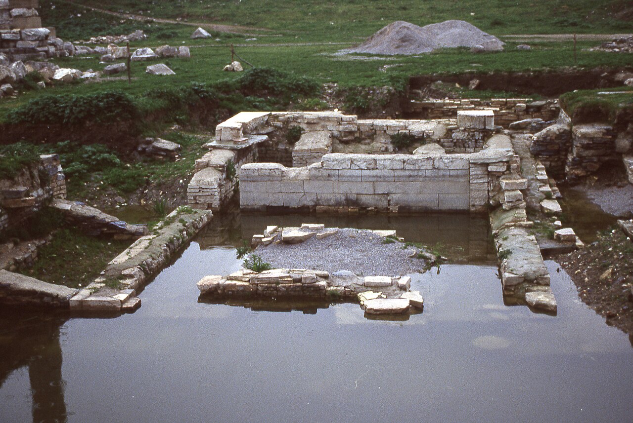 Archaeological view of the central basis at the Artemision, photographed from the west in 1991
