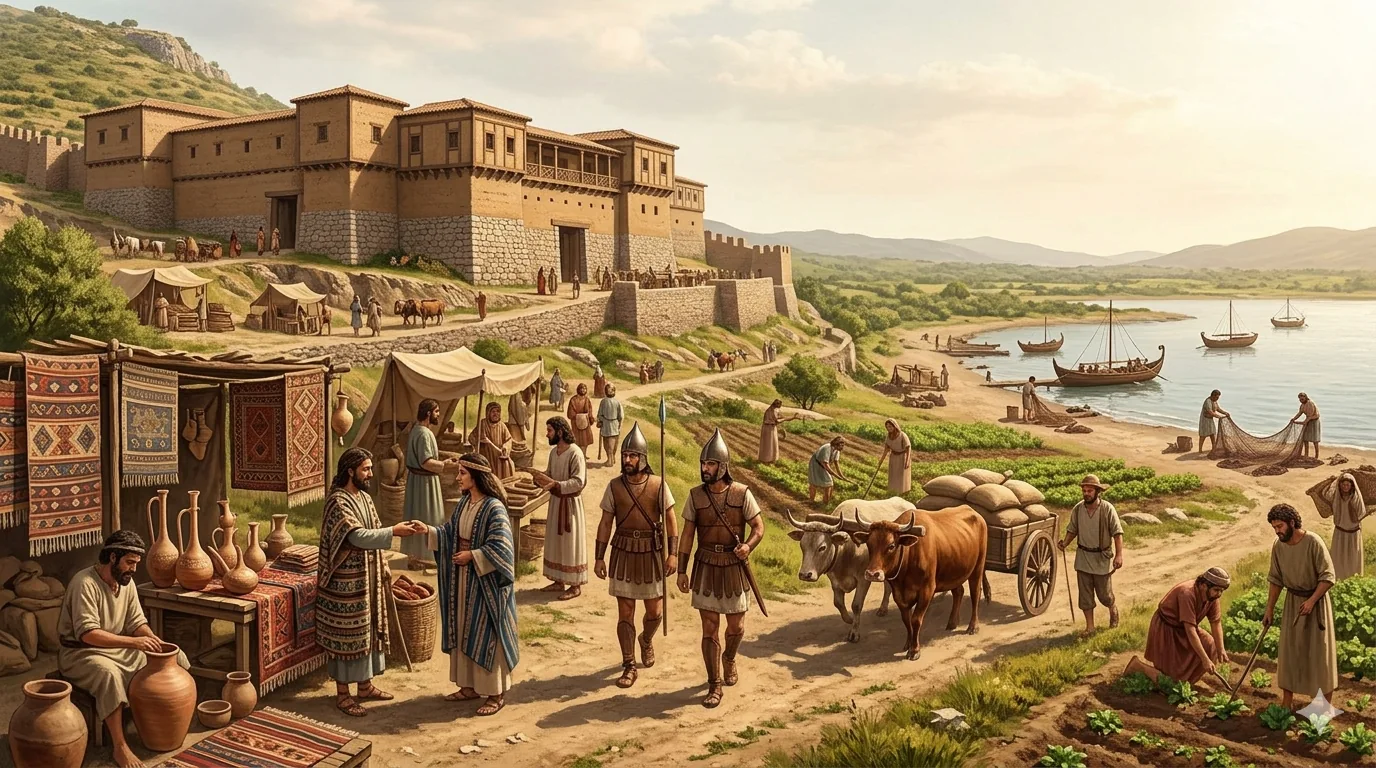 Arzawa Kingdom daily life in Apasa with fortified palace and Bronze Age trade
